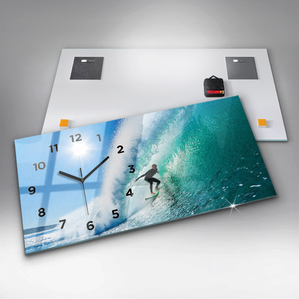 Horizontal wall clock Surfing in Hawaii