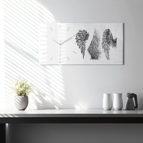 Horizontal wall clock Angel wings