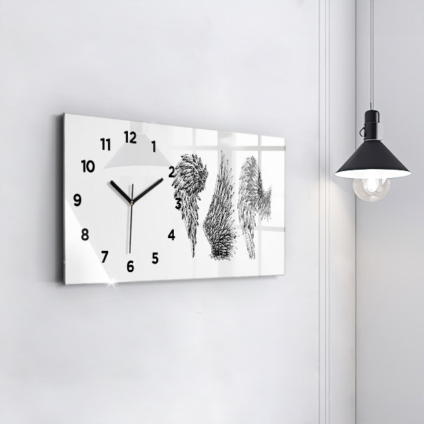 Horizontal wall clock Angel wings