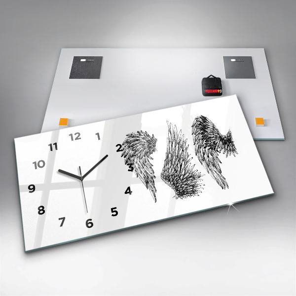 Horizontal wall clock Angel wings