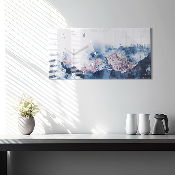 Horizontal wall clock Abstract mountain ranges
