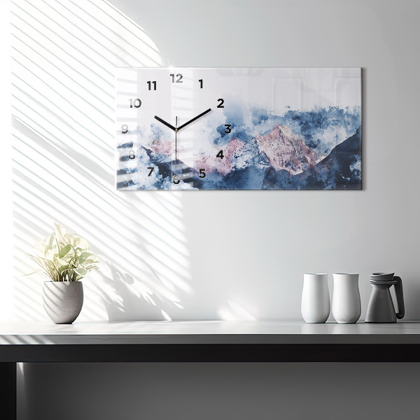 Horizontal wall clock Abstract mountain ranges