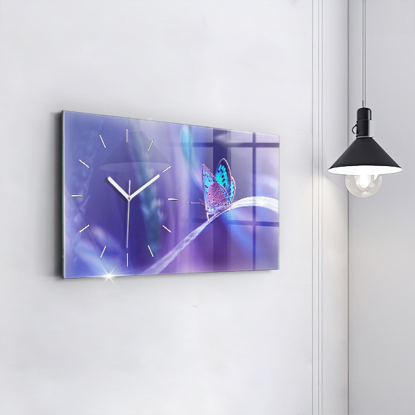 Horizontal wall clock Butterfly on the grass