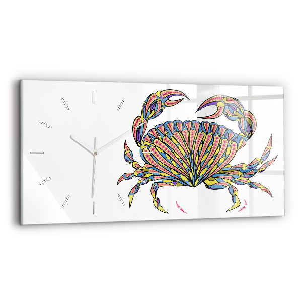 Horizontal wall clock Ethnic Crab
