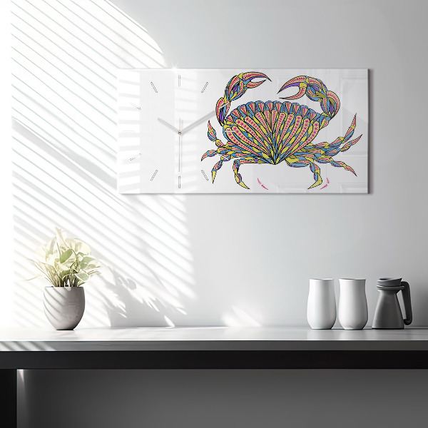 Horizontal wall clock Ethnic Crab