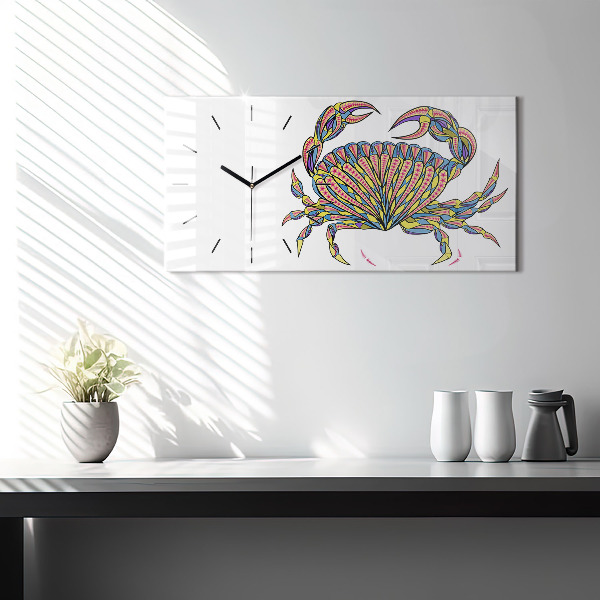 Horizontal wall clock Ethnic Crab