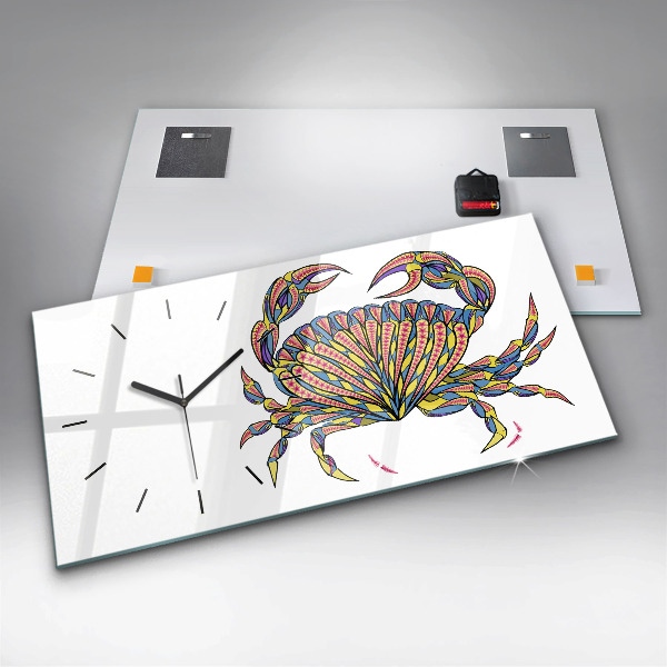 Horizontal wall clock Ethnic Crab