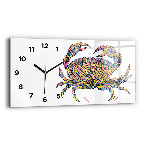 Horizontal wall clock Ethnic Crab