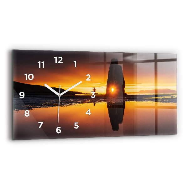 Horizontal wall clock Runner and sunset