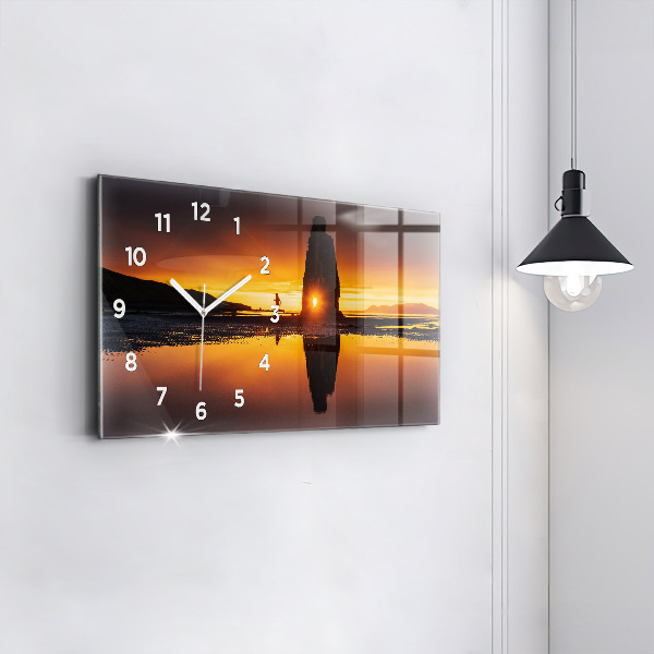 Horizontal wall clock Runner and sunset
