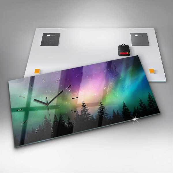 Horizontal wall clock Northern lights