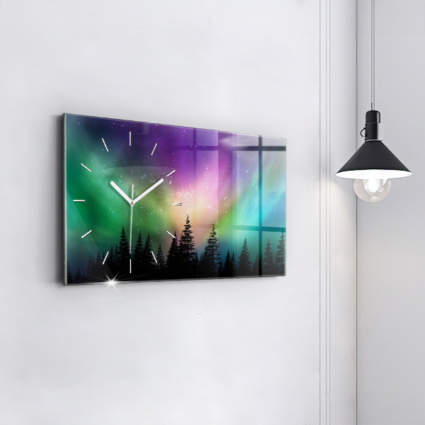 Horizontal wall clock Northern lights
