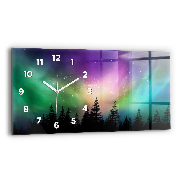 Horizontal wall clock Northern lights