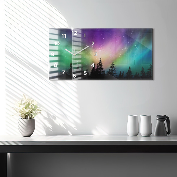 Horizontal wall clock Northern lights