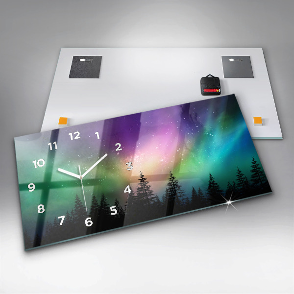 Horizontal wall clock Northern lights