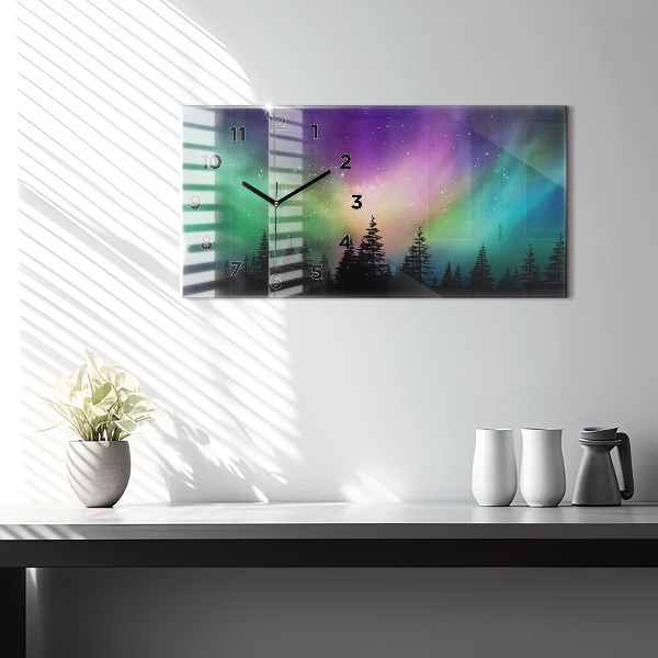 Horizontal wall clock Northern lights