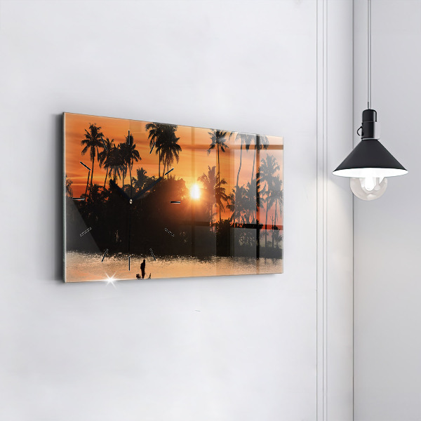 Horizontal wall clock Sunset Palm Trees Holidays