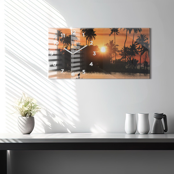 Horizontal wall clock Sunset Palm Trees Holidays