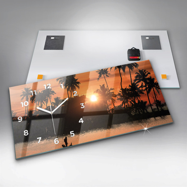 Horizontal wall clock Sunset Palm Trees Holidays