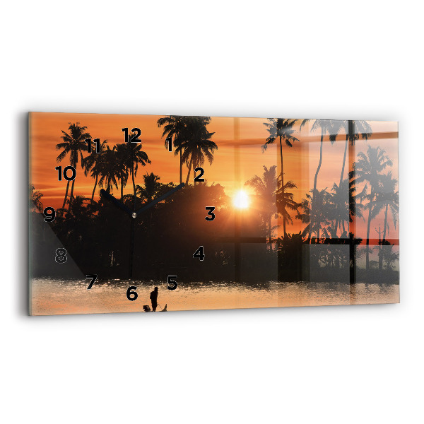 Horizontal wall clock Sunset Palm Trees Holidays