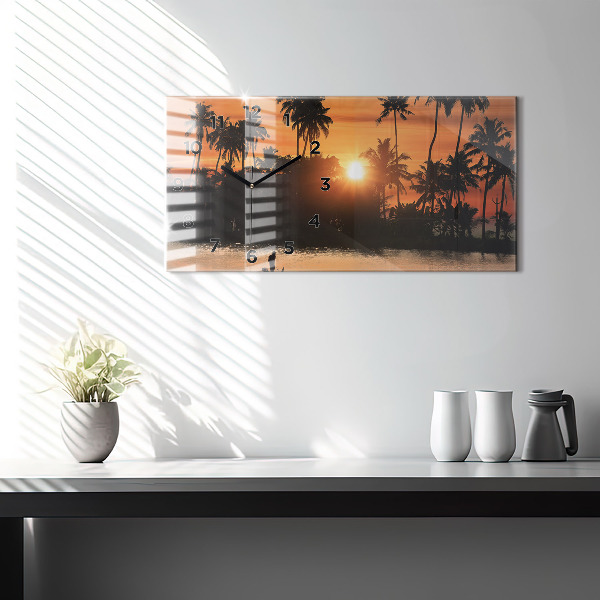 Horizontal wall clock Sunset Palm Trees Holidays
