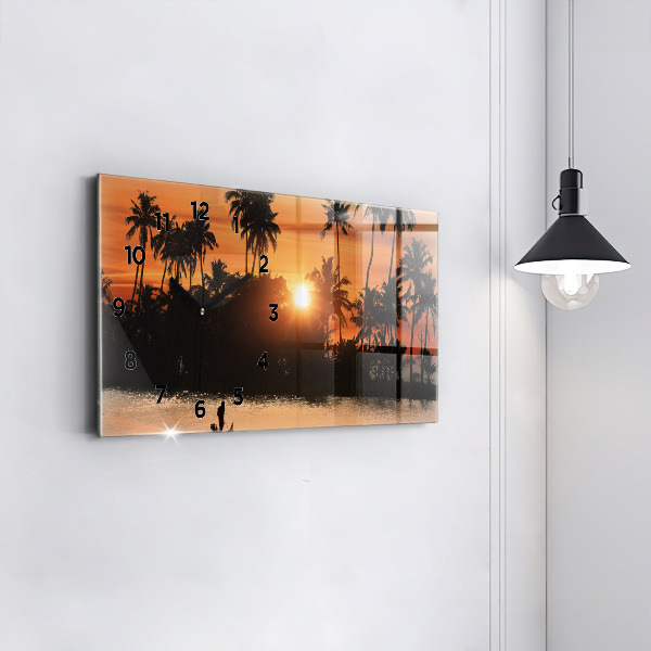 Horizontal wall clock Sunset Palm Trees Holidays