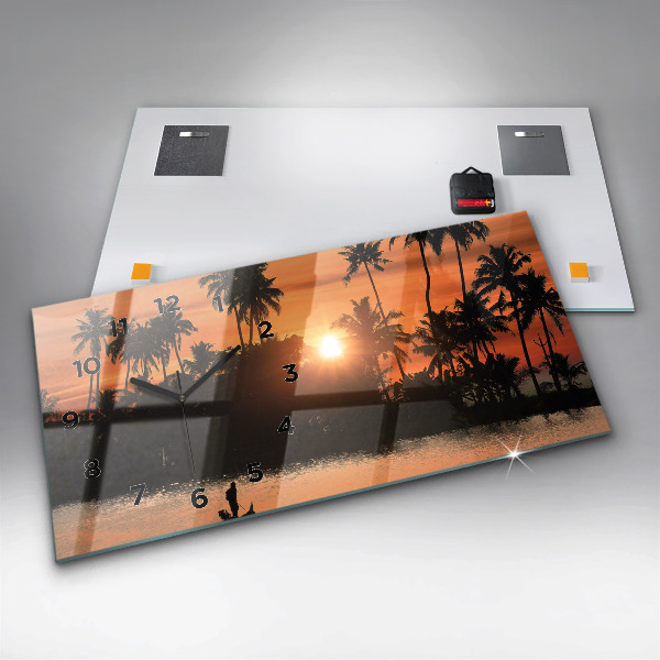 Horizontal wall clock Sunset Palm Trees Holidays