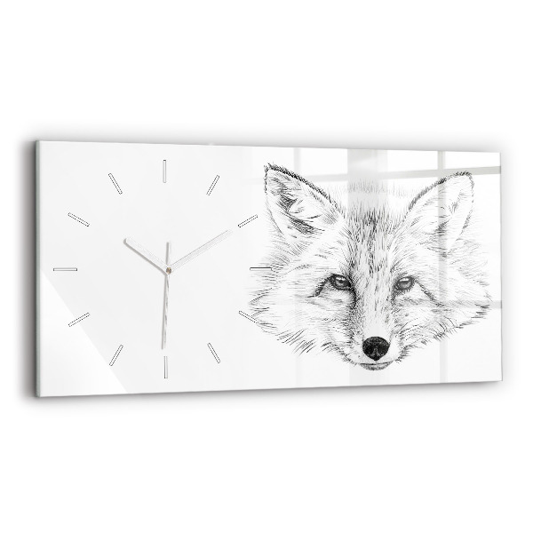 Horizontal wall clock Vector Fox Head
