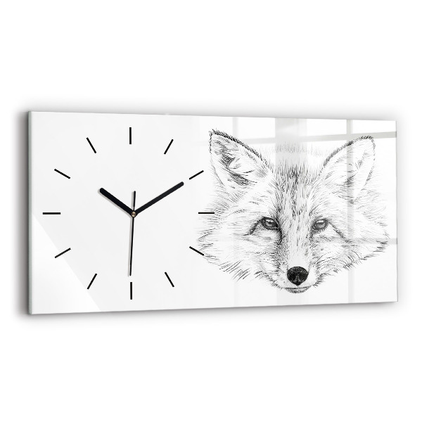 Horizontal wall clock Vector Fox Head