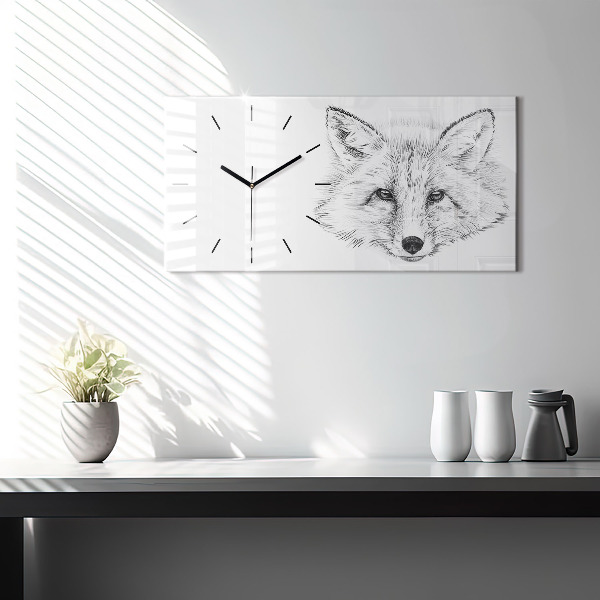 Horizontal wall clock Vector Fox Head