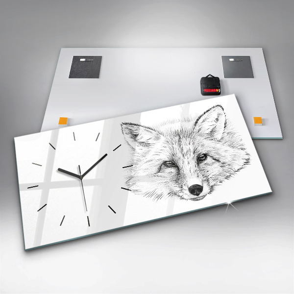 Horizontal wall clock Vector Fox Head