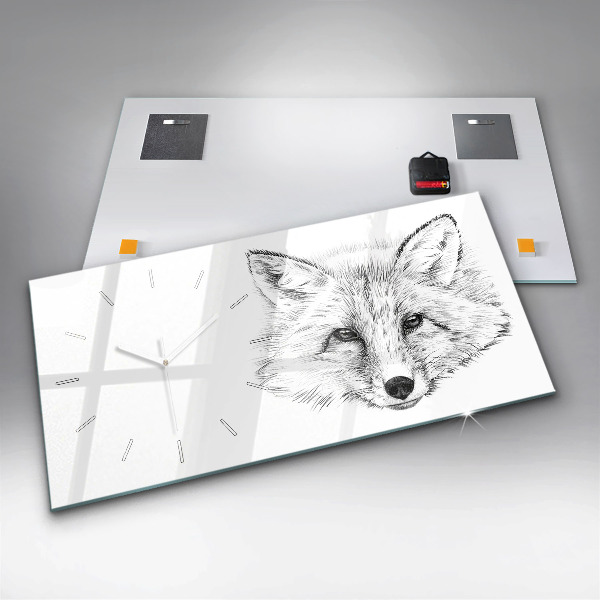Horizontal wall clock Vector Fox Head