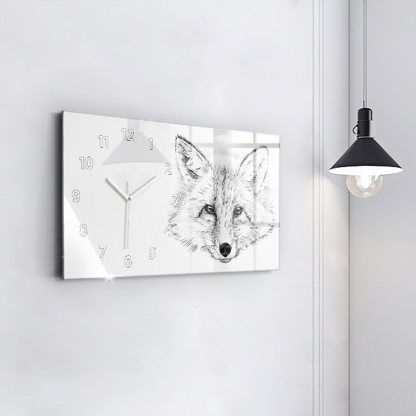 Horizontal wall clock Vector Fox Head