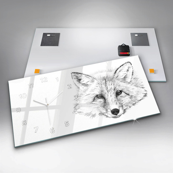 Horizontal wall clock Vector Fox Head