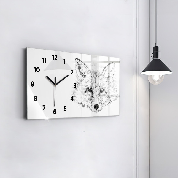 Horizontal wall clock Vector Fox Head