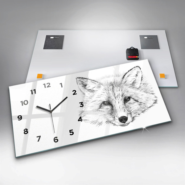 Horizontal wall clock Vector Fox Head