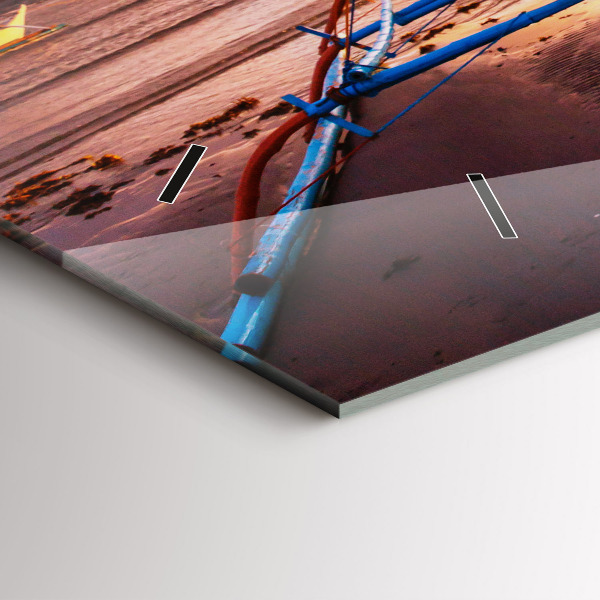 Horizontal wall clock Boat and sunset