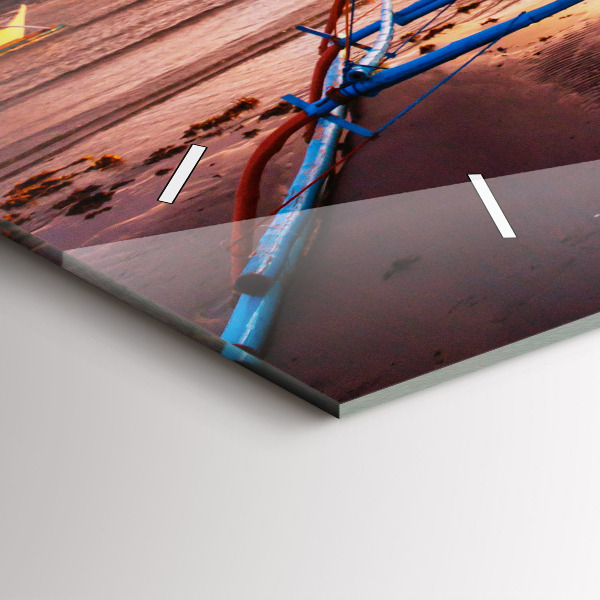 Horizontal wall clock Boat and sunset