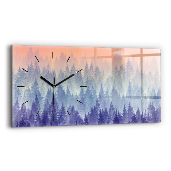 Horizontal wall clock Forest in the Fog