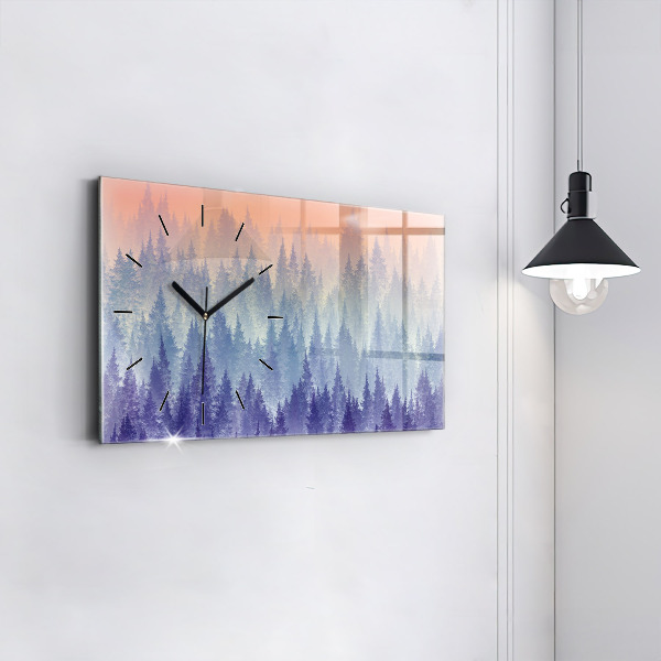 Horizontal wall clock Forest in the Fog