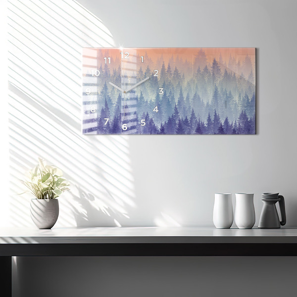Horizontal wall clock Forest in the Fog