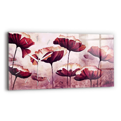 Horizontal wall clock Flowers Blooming Poppies