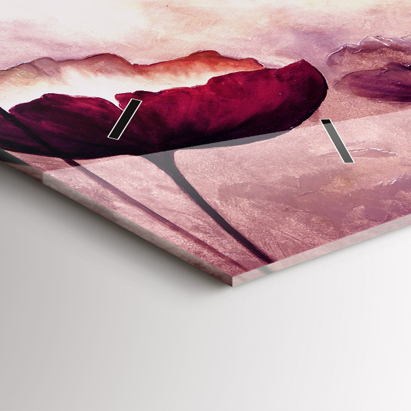 Horizontal wall clock Flowers Blooming Poppies