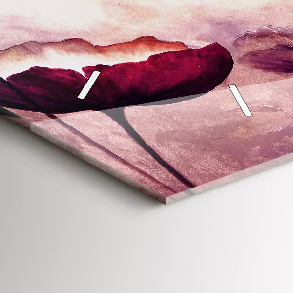 Horizontal wall clock Flowers Blooming Poppies