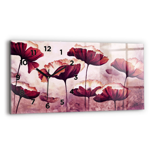 Horizontal wall clock Flowers Blooming Poppies