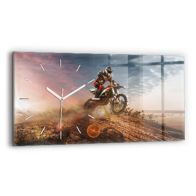 Horizontal wall clock Man on a motorcycle