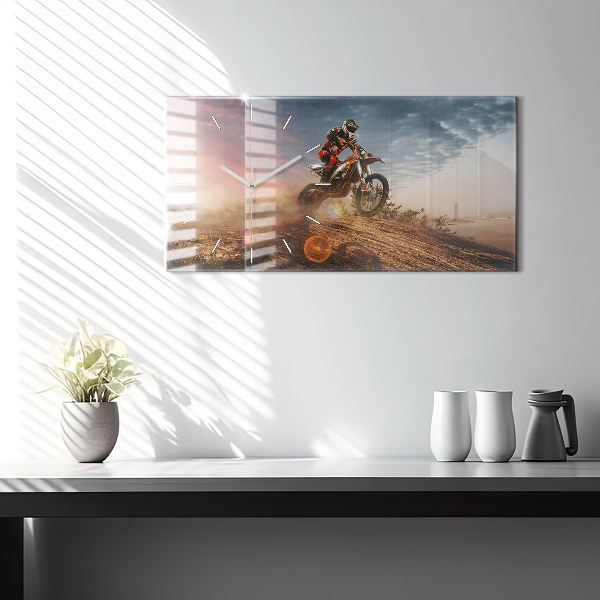 Horizontal wall clock Man on a motorcycle