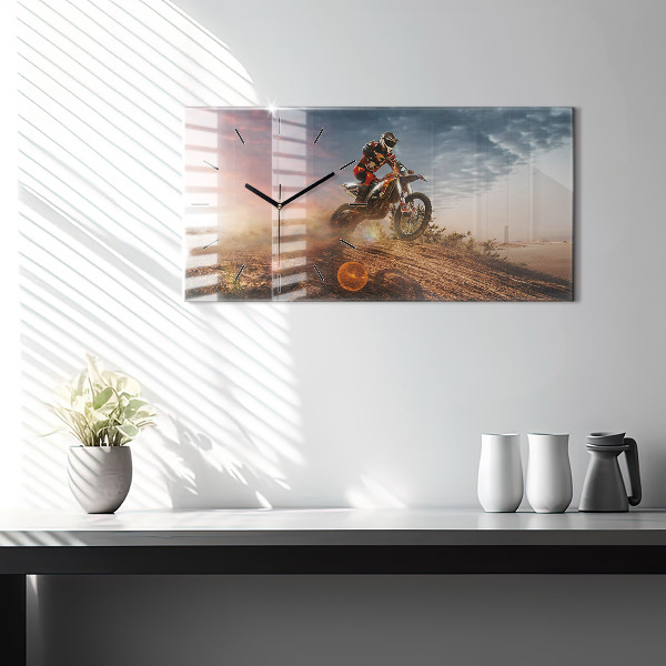 Horizontal wall clock Man on a motorcycle