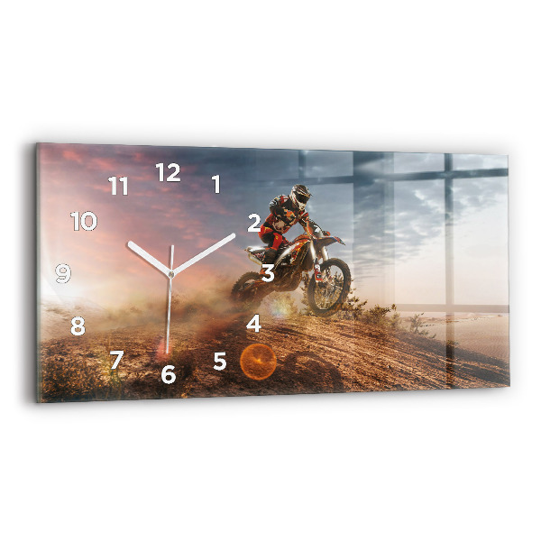 Horizontal wall clock Man on a motorcycle