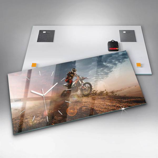 Horizontal wall clock Man on a motorcycle